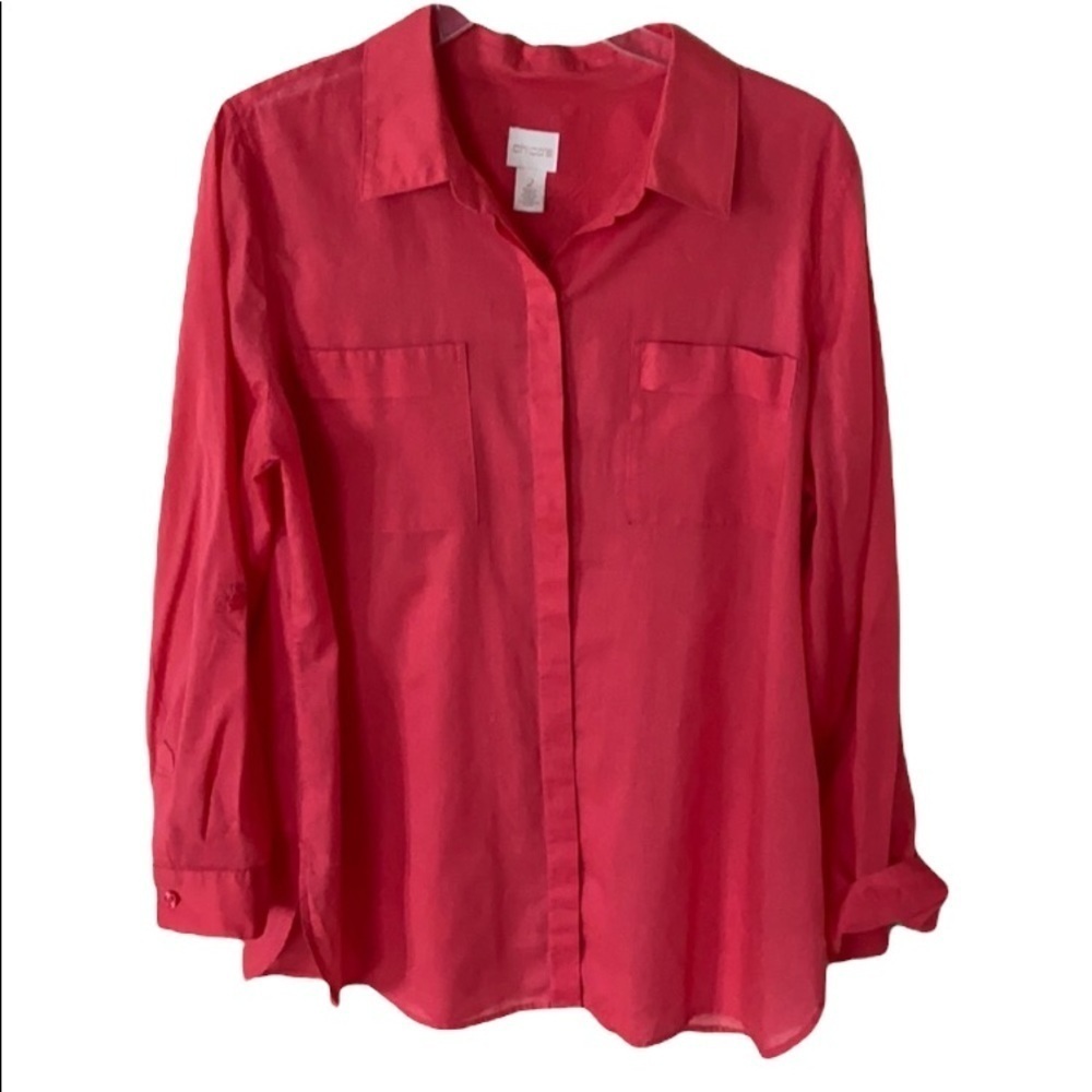 Chico’s cotton shirt size 2 roll up sleeves new